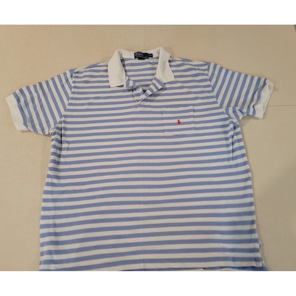 Polo By Ralph Lauren 90's classic preppy striped white collar short sleeve XXL